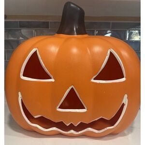 Vintage Large Gemmy Halloween Pumpkin Jack O' Lantern Light‎ Up Blow Mold   17"